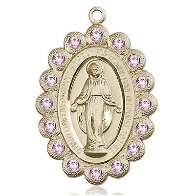 Miraculous Medal Necklace - 14K Gold - 1-1/8 Inch Tall by 3/4 Inch Wide with 24" Chain