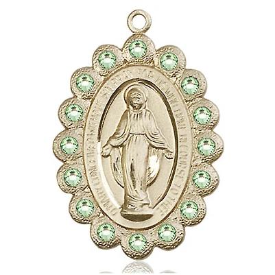 Miraculous Medal Necklace - 14K Gold Filled - 1-1/8 Inch Tall by 3/4 Inch Wide with 24" Chain