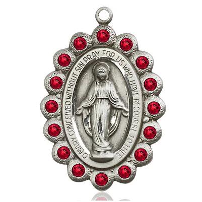 Miraculous Medal Necklace - Sterling Silver - 1-1/8 Inch Tall by 3/4 Inch Wide with 18" Chain