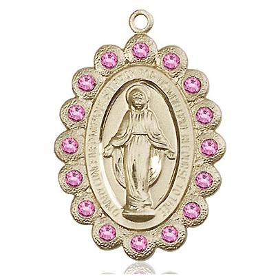 Miraculous Medal Necklace - 14K Gold Filled - 1-1/8 Inch Tall by 3/4 Inch Wide with 24" Chain