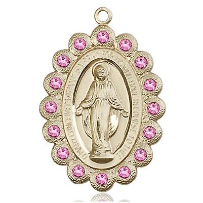 Miraculous Medal Necklace - 14K Gold Filled - 1-1/8 Inch Tall by 3/4 Inch Wide with 18" Chain