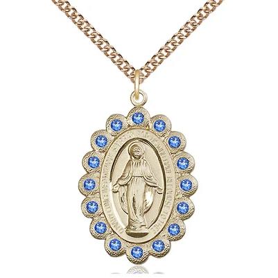 Miraculous Medal Necklace - 14K Gold Filled - 1-1/8 Inch Tall by 3/4 Inch Wide with 24" Chain