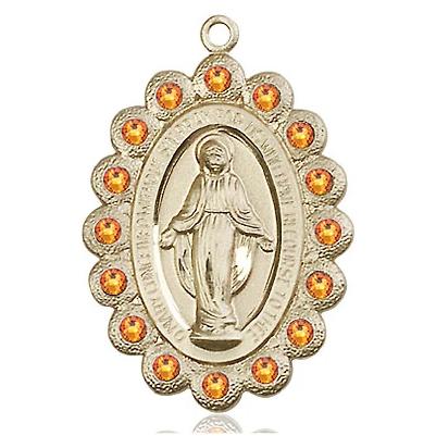 Miraculous Medal Necklace - 14K Gold Filled - 1-1/8 Inch Tall by 3/4 Inch Wide with 18" Chain