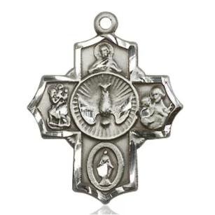 5 Way Medal - Sterling Silver - 7/8 Inch Tall x 5/8 Inch Wide