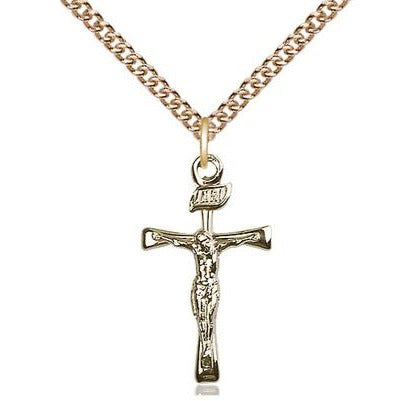 Maltese Crucifix Medal Necklace - 14K Gold Filled - 7/8 Inch Tall x 1/2 Inch Wide with 24" Chain