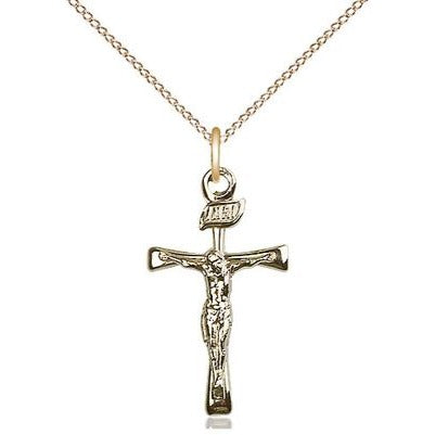 Maltese Crucifix Medal Necklace - 14K Gold - 7/8 Inch Tall x 1/2 Inch Wide with 18" Chain