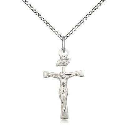 Maltese Crucifix Medal Necklace - Sterling Silver - 7/8 Inch Tall x 1/2 Inch Wide with 18" Chain