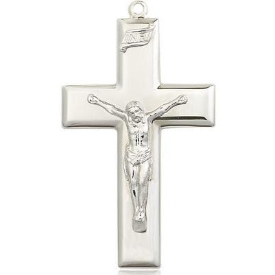Crucifix Medal - Sterling Silver - 1-7/8 Inch Tall x 1 Inch Wide