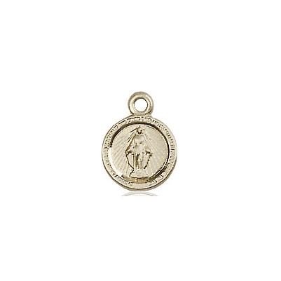 Miraculous Medal Necklace - 14K Gold - 3/8 Inch Tall by 1/4 Inch Wide with 18" Chain