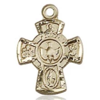 5 Way Medal - 14K Gold - 5/8 Inch Tall x 3/8 Inch Wide