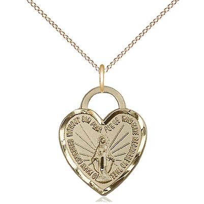 Miraculous Medal Necklace - 14K Gold Filled - 3/4 Inch Tall by 5/8 Inch Wide with 18" Chain