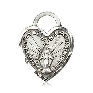 Miraculous Medal - Sterling Silver - 3/4 Inch Tall by 5/8 Inch Wide