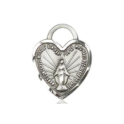 Miraculous Medal Necklace - Sterling Silver - 3/4 Inch Tall by 5/8 Inch Wide with 24" Chain