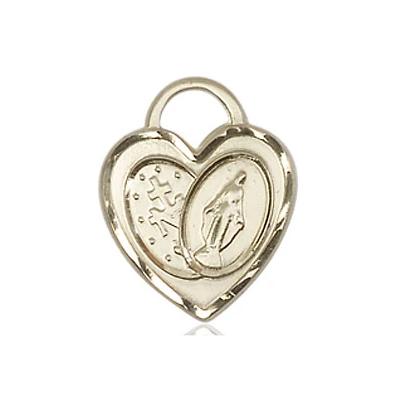 Miraculous Medal Necklace - 14K Gold Filled - 3/4 Inch Tall by 5/8 Inch Wide with 18" Chain