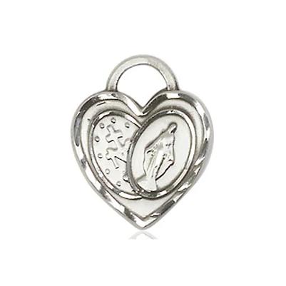 Miraculous Medal Necklace - Sterling Silver - 3/4 Inch Tall by 5/8 Inch Wide with 18" Chain