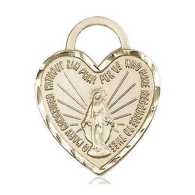 Miraculous Medal Necklace - 14K Gold Filled - 1 Inch Tall by 3/4 Inch Wide with 18" Chain