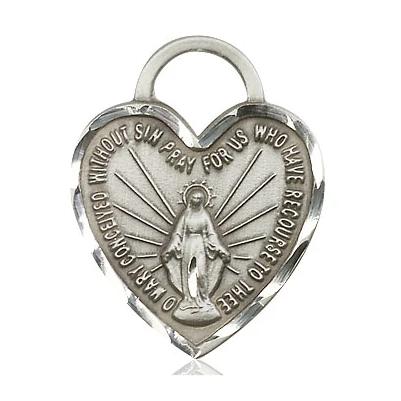 Miraculous Medal - Sterling Silver - 1 Inch Tall by 3/4 Inch Wide