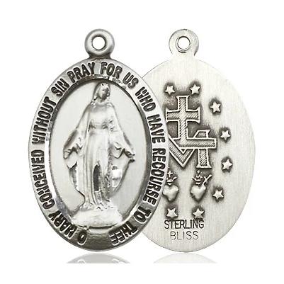 Miraculous Medal - Sterling Silver - 1 Inch Tall by 5/8 Inch Wide
