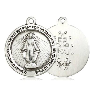 Miraculous Medal - Sterling Silver - 3/4 Inch Tall by 3/4 Inch Wide