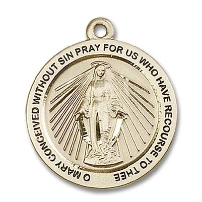 Miraculous Medal - 14K Gold Filled - 1 Inch Tall by 7/8 Inch Wide