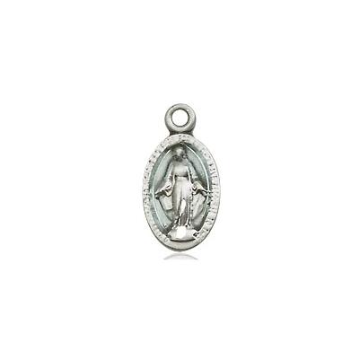 Miraculous Medal Necklace - Sterling Silver - 1/2 Inch Tall by 1/4 Inch Wide with 24" Chain
