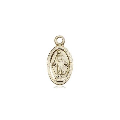Miraculous Medal Necklace - 14K Gold - 1/2 Inch Tall by 1/4 Inch Wide with 24" Chain