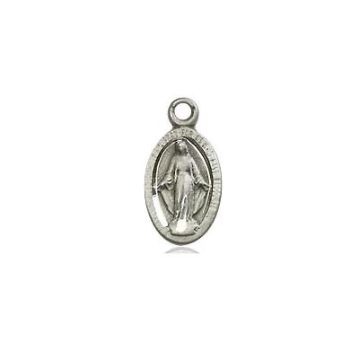 Miraculous Medal Necklace - Sterling Silver - 1/2 Inch Tall by 1/4 Inch Wide with 18" Chain