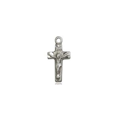 Crucifix Medal Necklace - Sterling Silver - 1/2 Inch Tall x 1/4 Inch Wide with 24" Chain
