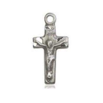 Crucifix Medal - Sterling Silver - 1/2 Inch Tall x 1/4 Inch Wide