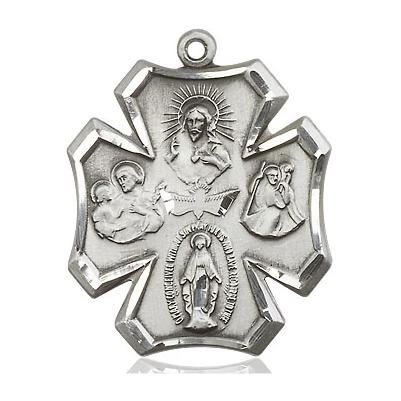 4 Way Medal - Sterling Silver - 1 Inch Tall x 7/8 Inch Wide