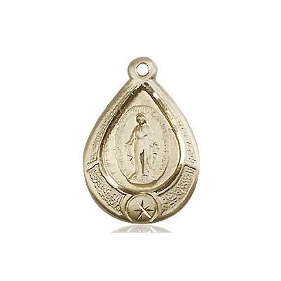 Miraculous Medal Necklace - 14K Gold - 3/4 Inch Tall by 1/2 Inch Wide with 18" Chain
