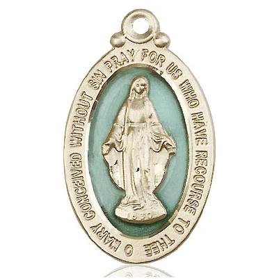 Miraculous Medal - 14K Gold - 1-1/8 Inch Tall by 5/8 Inch Wide