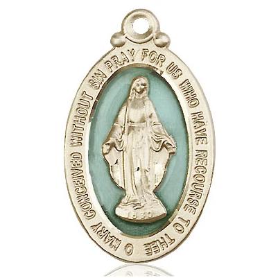 Miraculous Medal Necklace - 14K Gold - 1-1/8 Inch Tall by 5/8 Inch Wide with 18" Chain
