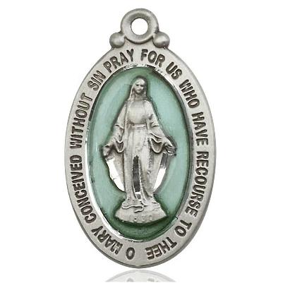 Miraculous Medal - Sterling Silver - 1-1/8 Inch Tall by 5/8 Inch Wide