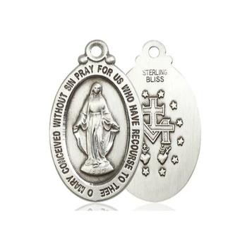 Miraculous Medal - Pewter - 1-1/8 Inch Tall by 5/8 Inch Wide