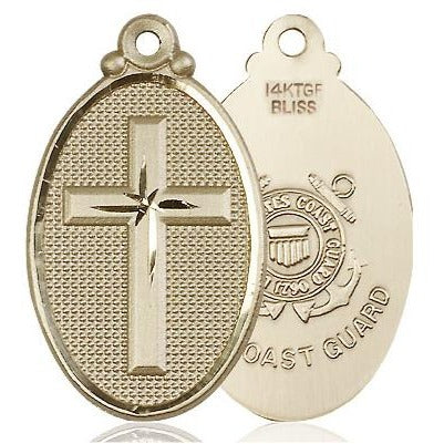 Cross Coast Guard Medal - 14K Gold Filled - 1-1/4 Inch Tall x 3/4 Inch Wide