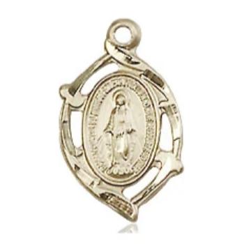 Miraculous Medal - 14K Gold - 5/8 Inch Tall by 3/8 Inch Wide