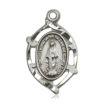 Miraculous Medal - Sterling Silver - 5/8 Inch Tall by 3/8 Inch Wide