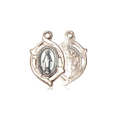Miraculous Medal Necklace - 14K Gold - 5/8 Inch Tall by 3/8 Inch Wide with 18" Chain