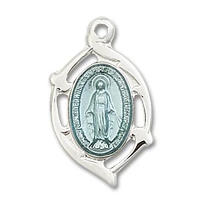 Miraculous Medal - Sterling Silver - 5/8 Inch Tall by 3/8 Inch Wide