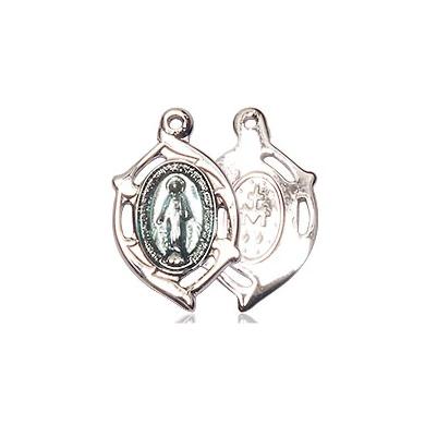Miraculous Medal Necklace - Sterling Silver - 5/8 Inch Tall by 3/8 Inch Wide with 18" Chain