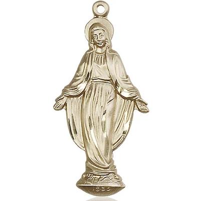 Miraculous Medal Necklace - 14K Gold Filled - 1-3/8 Inch Tall by 5/8 Inch Wide with 24" Chain