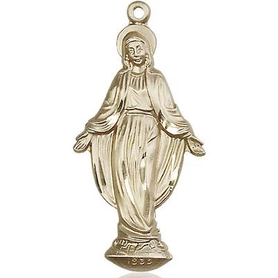 Miraculous Medal - 14K Gold - 1-3/8 Inch Tall by 5/8 Inch Wide