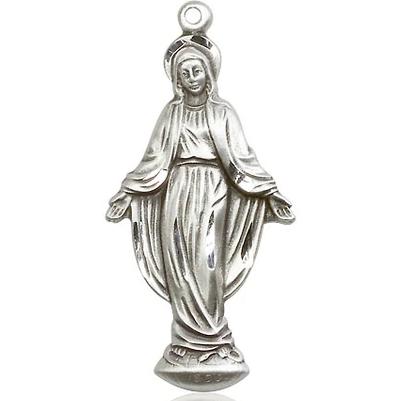 Miraculous Medal - Sterling Silver - 1-3/8 Inch Tall by 5/8 Inch Wide