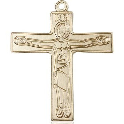 Cursillio Cross Medal Necklace - 14K Gold Filled - 2 Inch Tall x 1-5/8 Inch Wide with 24" Chain