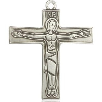 Cursillio Cross Medal Necklace - Sterling Silver - 2 Inch Tall x 1-5/8 Inch Wide with 18" Chain