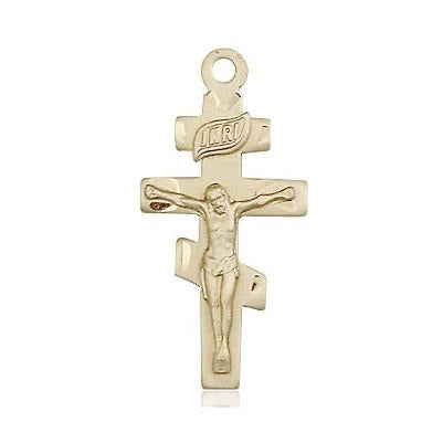Crucifix Medal Necklace - 14K Gold Filled - 1 Inch Tall x 1/2 Inch Wide with 24" Chain
