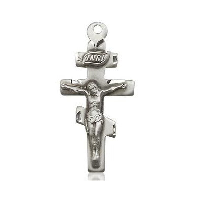 Crucifix Medal - Sterling Silver - 1 Inch Tall x 1/2 Inch Wide