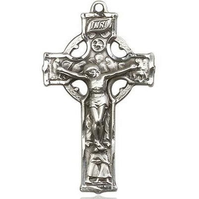 Celtic Crucifix Medal - Sterling Silver - 1-3/8 Inch Tall x 3/4 Inch Wide