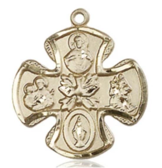 5 Way Medal - 14K Gold Filled - 3/4 Inch Tall x 3/4 Inch Wide